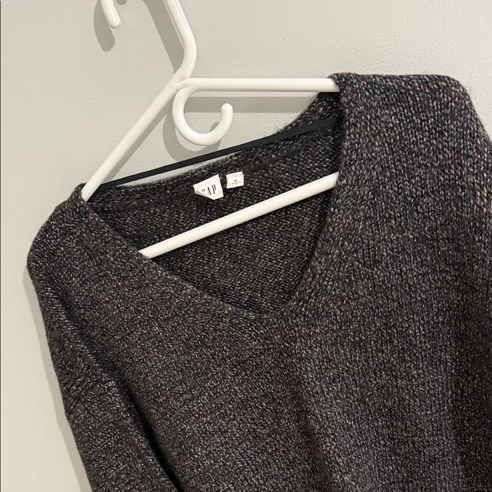 GAP Women's Charcoal V-Neck Sweater